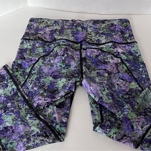 Lululemon Fast & Free Crop II Nulux 19"Vivid Vision Multi Black Size 6 - Picture 14 of 16